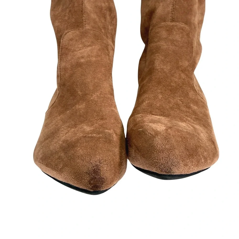 Tan Vegan Suede Over The Knee Boots EU 42‎ US 11 Block Heel Thigh High Boho Chic